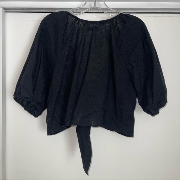 Abercrombie tie front linen crop top - Picture 2 of 2